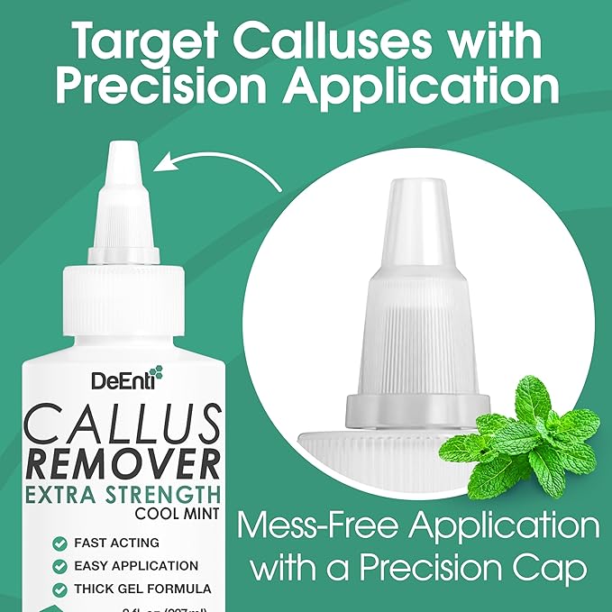 Callus Remover for Feet, Extra Strength Foot Callus Remover Gel, 8oz Salon Grade Home Pedicure Supplies for Dry Skin, Cracked Heel, Professional Strength Foot Care, Cool Mint