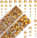 4000Pcs Mixed Size Hot Fix Round Crystals Gems Glass Stones Hotfix Flat Back Rhinestones (Topaz)