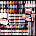 AZUREBEAUTY Dip Powder Nail Kit with Electric Nail Drill 24 Colors Nude Pink Glitter Red Green Nail Powder Starter Kit with Dip Liquid Set Base Top Coat Activator Portable Manicure Essential Set