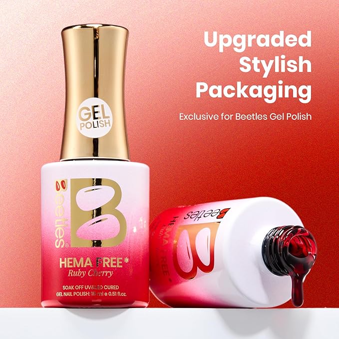 Beetles Ruby Cherry Jelly Red Gel Nail Polish - 15ML Neutral Jelly Red Sheer Gel Nail Polish Translucent Effect Soak Off UV LED French Nail Art Salon DIY Manicure Gift for Women