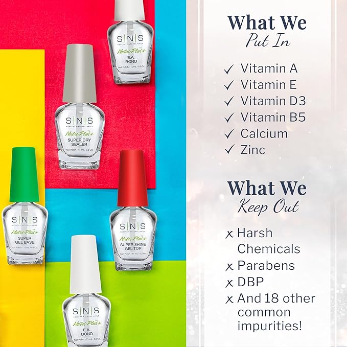 SNS Base Coat Nail Polish for Nail Dip Powder Set, 4 Pack - Long-Lasting & Fast-Drying Nail Strengtheners Gel Base for Quality Colors - Low-Odor Dipping Powder Polish, No UV Lamp Required, 0.5 Oz