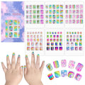SIUSIO 132 Pcs 6Pack Kids Press on Nails Children Acrylic Fake Nails Cute Pre-glue Full Cover Glitter Gradient Color Rainbow Short Stick On False Nail Art Kits Set for Kids Little Girls - Spendid Pony