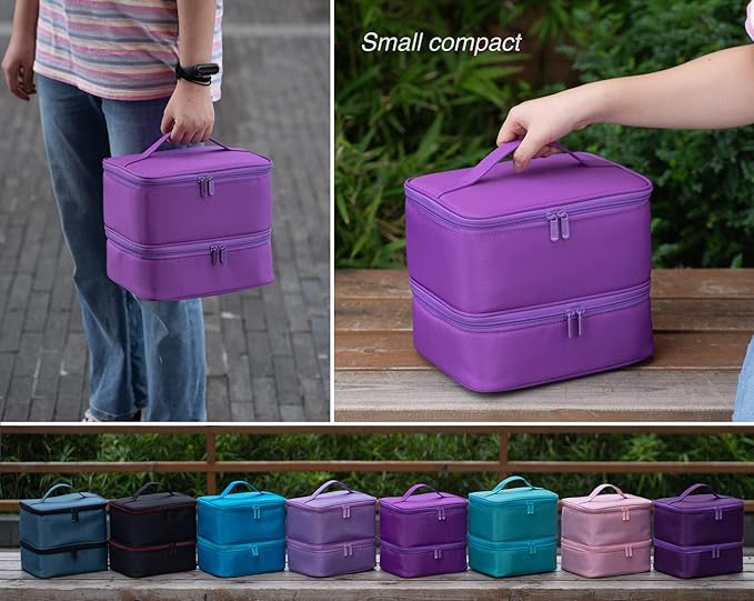 ButterFox Nail Polish Carrying Case Bag Storage Organizer, Fits up to 60 Nail Polish Bottles, Pockets for Manicure Accessories - Purple