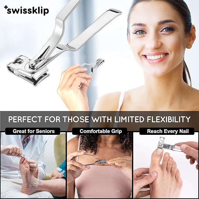 Swissker by Swissklip Nail Clippers for Men & Women | Finger Nail Clippers for Adult with 360 Degree Rotating Head I Fingernail Clippers for Women I Surgical-Grade Stainless Steel Material