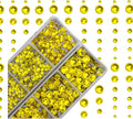 4000pcs Mixed Size Hot Fix Round Crystals Gems Glass Stones Hotfix Flat Back Rhinestones (Yellow)