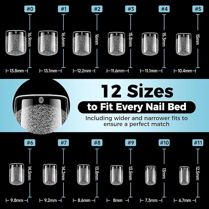 Extra Short Square Nail Tips: XS Short Nail Tips 360PCS Fake Nails 12 Sizes Soft Gel Pre-Shaped Acrylic Clear Square Press on Nails Tips for Nail Extension Home DIY Salon