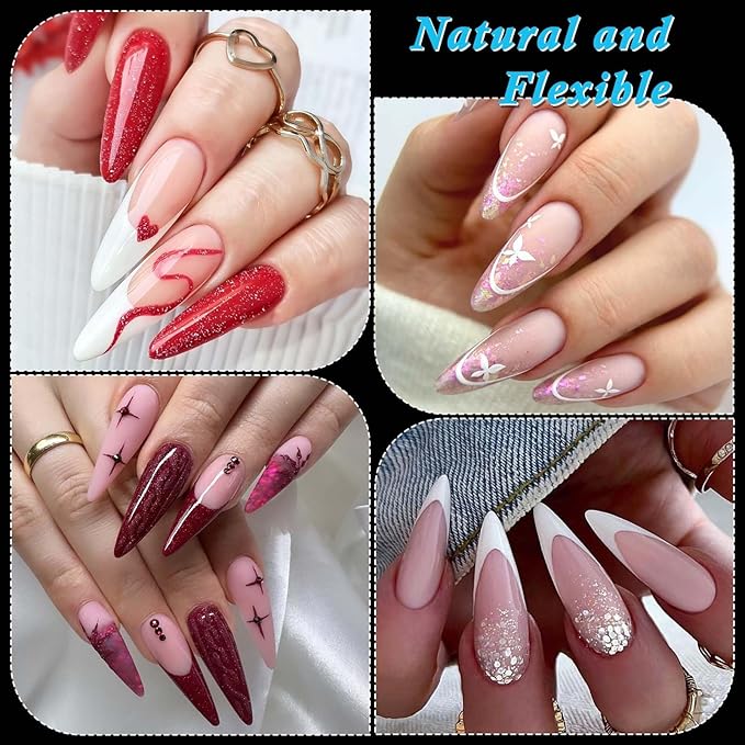240pc Stiletto Gel Nail Tips Long Fake Nails Clear Press ons Nail, Long Stiletto Nails Tips Acrylic Nails Extension Soft Gel Nails Tip Full Cover Pointy False Nail Clear Artficial Fingernails