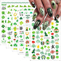 6 Sheets St. Patrick’s Day Nail Stickers 3D Self-Adhesive Green Shamrock Nail Art Stickers Clover Hat Golden Jar Coins Design Lucky Irish Nail Decals Nail Art Supplies for Women Acrylic Manicure
