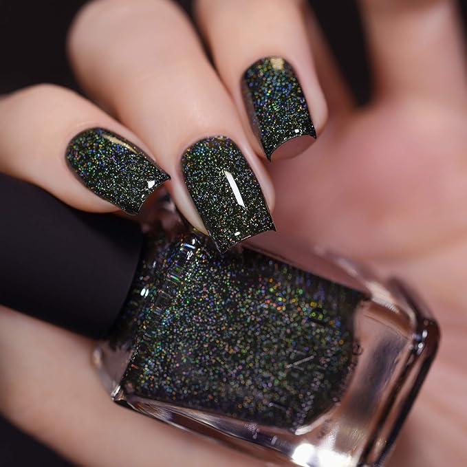 ILNP Holly - Deep Spruce Green Holographic Jelly Nail Polish