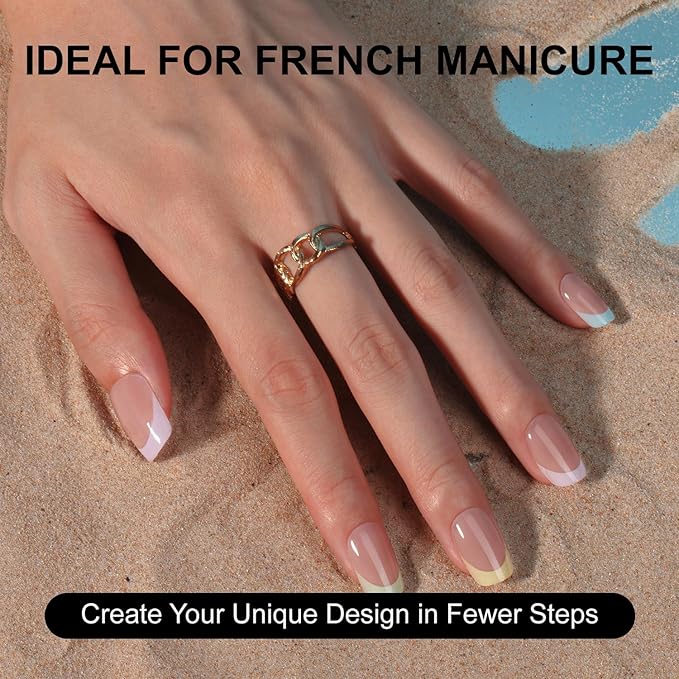 Gel French Tip Nails Medium Square French Tip Press on Nails SXVME White French Nail Tips 150Pcs Pre-applied Tip Primer Natural Skin Tones Fake Nails Extensions Gel Nail Kit for Women Girls DIY