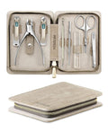 Manicure Set 8 in 1,Professional Pedicure kit,Stainless Steel Manicure Kit,Portable Travel Grooming Kit Nail Care Tools,Nail Clippers Pedicure Tools with Leather Travel Case (Brown)
