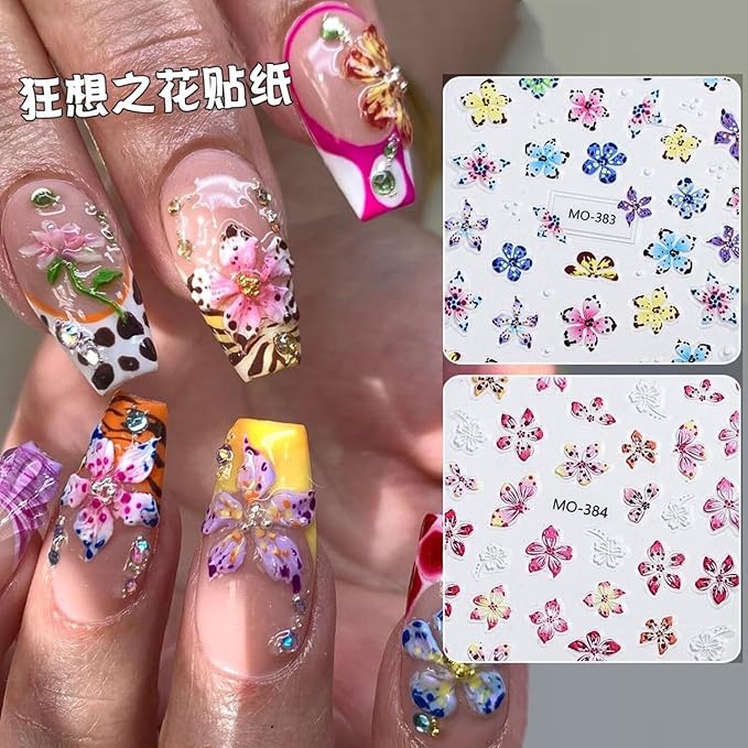 Stickers para Uñas Nail Stickers Self-Adhesive Sticker para Uñas Color 3D Wild Flower Calcomanías Floral Nail Stickers Art Design Accessories Hight Quality 3 Sheets