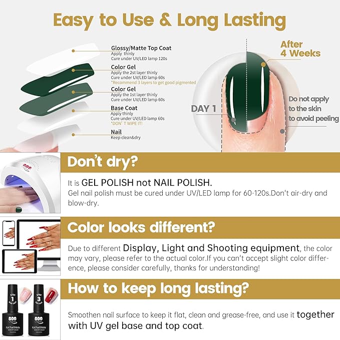 YTD Likomey Nude Gel Nail Polish,15ml Emerald Green Translucent Neutral Jelly Sheer Glass Salon Home DIY Nails Art Manicure Fall Winter UV Color Varnish,LS324