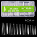 Long Coffin Nail Tips, 240Pcs Full Cover Soft Gel Nail Tips Pre-shaped 3XL Shape Clear Acrylic False Nail Fake Nail Extension Press On for Salon Home DIY 12 Sizes