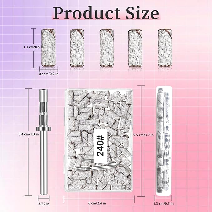 240 Grit Small Sanding Bands Nail Drill Bit, 100 Pcs 3.1 MM Mini Sanding Bands for Nail, Extreme Fine Grit, Aluminum Oxide, Silicon Carbide, White, Nail Drill Bits, Abrasives, Nail