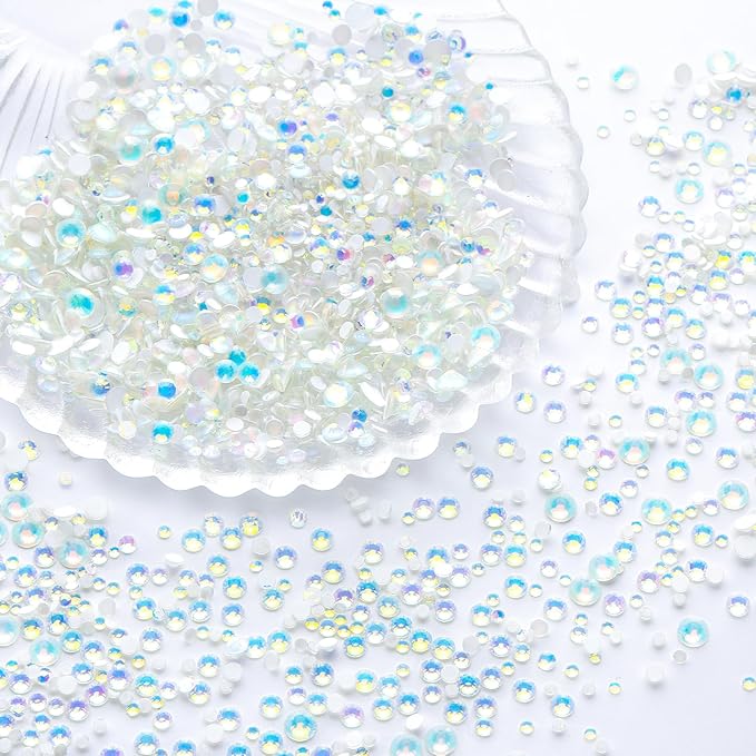 F White Flatback Rhinestones, Glass Rhinestones for Nail Art and Craft, Glue Fix, Loose Crystal Gemstones(F White, SS16, 1440pcs, 3.8-4.0mm)