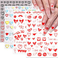 4 Sheets Valentine's Day Nail Art Sticker Decals, 5D Heart Embossed Self-Adhesive Nail Art Decoration Supplies Accessories for Women Girl