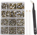 NCB 8000pcs Non Hotfix Rhinestones 10 Sizes Flatback Crystal Glass Rhinestones with Tweezers and Picking Pen for Nail Art Clothes Bags Phone Decorations Crafts DIY (032 Aurum Mix SS3-SS30)