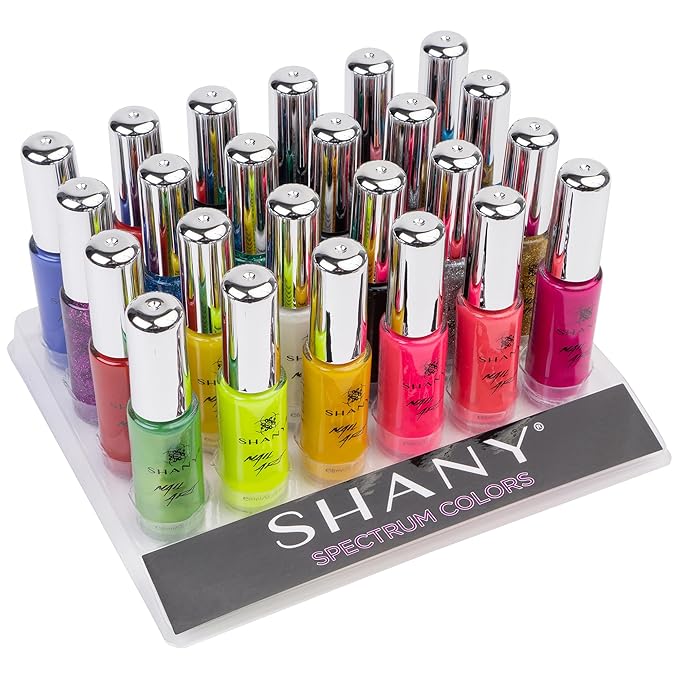 SHANY Nail Art Set Nail Polish - Glitter, Metallic, Pearls, Neon and Matte Nail Polish Nail Art Drawing Decoration Set With Built-in Thin Nail Art Brush - 24 Spectrum Colors