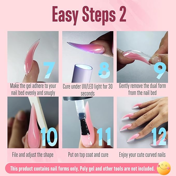 NOVO OVO Halloween Curved Stiletto Nail Dual Forms for Poly Gel Extension of 3D Eagle Claw, XL XXL Hawk Curve Sculptural Acrylic Nails, Reusable Full Cover Molds Nail Art Design 280 Pcs 14 sizes