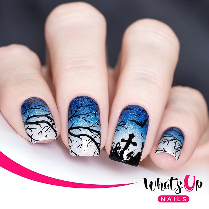 Whats Up Nails - Halloween Stamping Plates 2 Pack (B031, B036) Stamping Plates for Nail Art Design