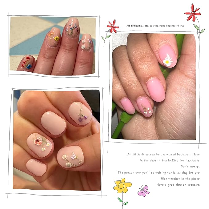 Dedyel Small Daisy Little Wildflowers Nail Stickers 5D Embossed Wildflower Nail Stickers Spring Summer Red Yellow Blue White Flower Design Nail Art Decoration for Women Girls Kids