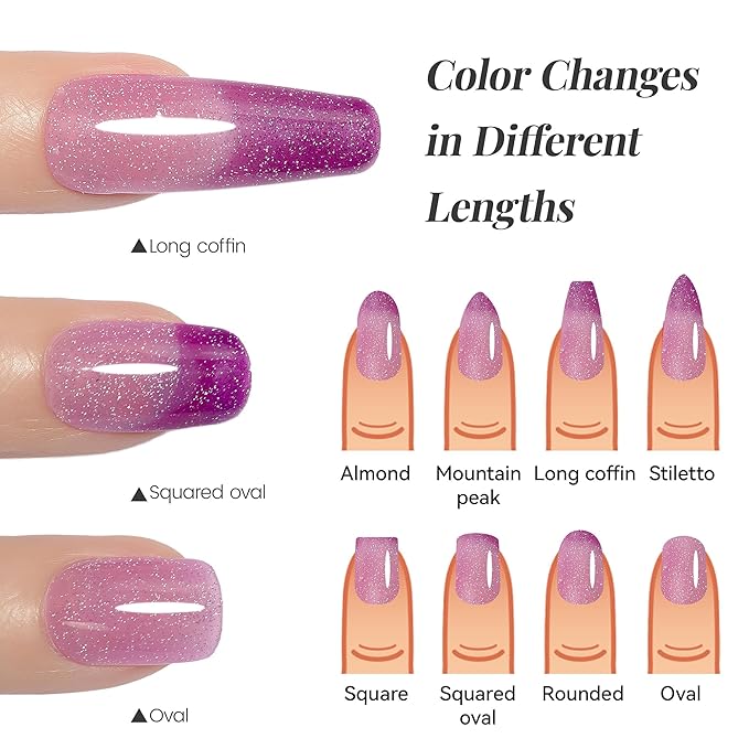 YTD Likomey Color Changing Gel Nail Polish,15ml Reflective Glitter Light Purple to Purple Mood Temperature Change Colors Thermal Ombre Fall Winter Flash Sparkle UV Varnish,HEMA Free TPO Free,WB507