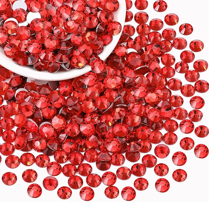 400PCS SS30/6mm Crystal Rhinestones (Light Red/Light Siam), Bedazzling Flatback Glass Rhinestones for Crafting, Gems Diomand for Tumbler Shoes Clothing Mugs Nail Art