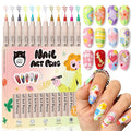 12 Colors Nail Art Pens Set, 3D Nail Polish Pens 0.7mm, Quick-Drying&Waterproof Acrylic Paint Markers, Dotting Liner for DIY Nail Design, Home & Salon Manicure Tools, Ideal for Christmas, Halloween