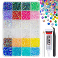 24000Pcs 18 Color 3mm Transparent AB Resin Rhinestones w B7000 Glue for Bedazzling Crafting Flatback Colorful Stones Crystals Gems Diamonds Charms for Nails Face Makeup Tumblers Bottles Crafts