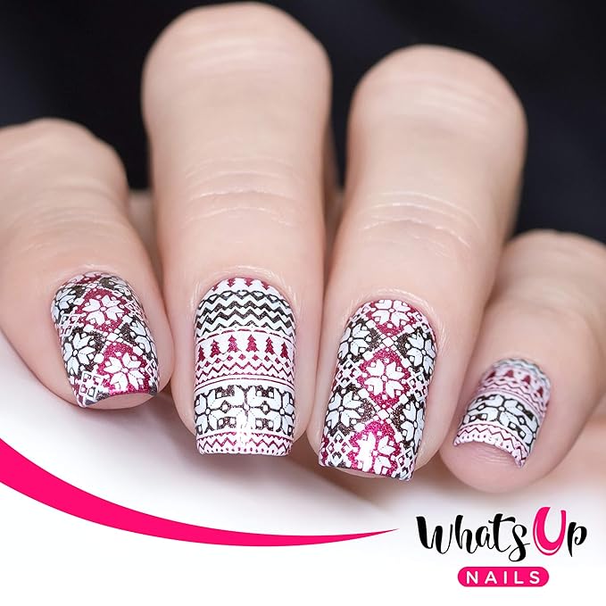 Whats Up Nails - B035 Icy Wonderland Stamping Plate for Christmas Winter Nail Art Design