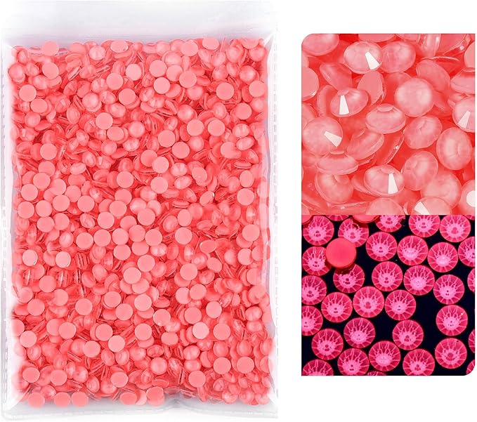 Blinginbox Flatback Rhinestones Round Gems, 1440pcs Luminous Series Glass Stones Neon Gems Non Hotfix Crystal Rhinestones for Nail Charms Crafts Clothes Tumblers,Living Coral Neon,SS20.