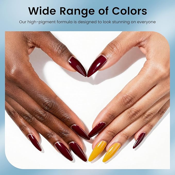 phoenixy 60 Pcs Gel Nail Polish Set, 54 Colors Gel Polish Milky White Burgundy Red Blue Yellow All Season 6 Pcs Base Top Coat DIY Beginners Gift Set for Women