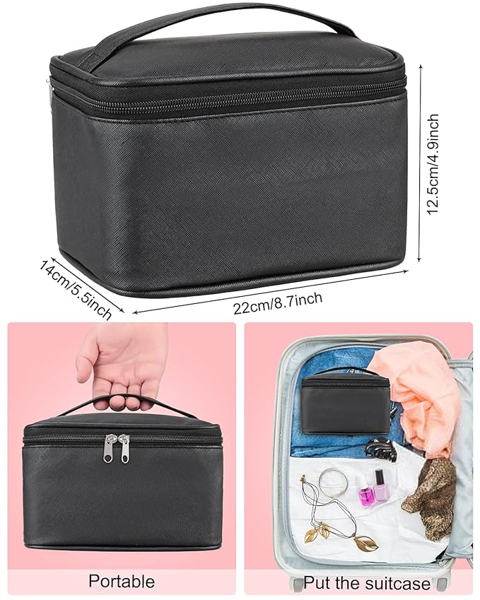 Nail Polish Bag Nail Art Set Organizer Nail Polish Travel Case Nail Tool Bag With Compartment Gift for Women (black)