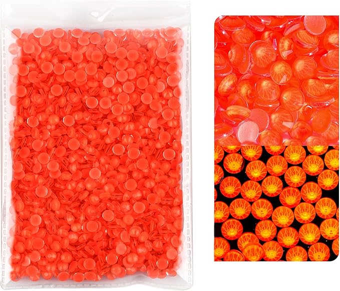 Blinginbox Flatback Rhinestones Round Gems, 288pcs Luminous Series Glass Stones Neon Gems Non Hotfix Crystal Rhinestones for Nail Charms Crafts Clothes Tumblers,New Orange Red Neon,SS30.