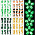 JANYUN 96 Pcs Halloween Luminous Kids Fake Nails False Nails Full Cover Glowing Stick on Nails with Skull Bat Spider Pumpkin for Girls Nail Art Party Decoration