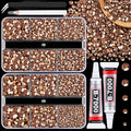 Resin Jelly Rhinestones for Crafting with B7000 Jewelry Glue, 2 Boxes Champagne Flatback Crystals with 2Pcs 10ml Glue, Bedazzling Non Hotfix Gems for DIY Tumblers Clothing Shoes Manicure
