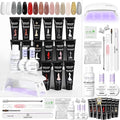 SAVILAND Hema-Free Poly Extension Gel Nail Kit:15 Colors Poly Nail Gel Natural Clear White Glitter Long Lasting with U V Light Slip Solution for Starter DIY Nail Art at Home Gifts for Ladies & Girls