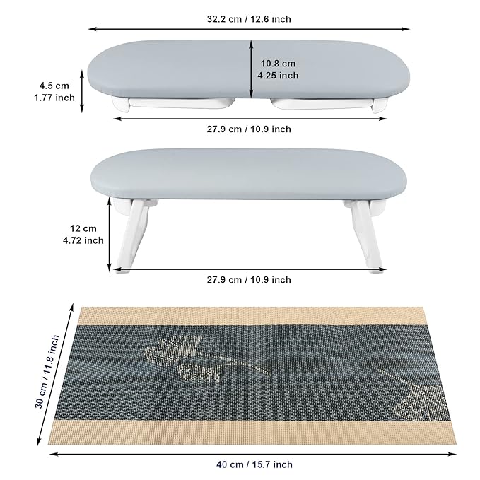 Diesisa Nail Arm Rest, Foldable PU Leather Nail Hand Rest For Nails Tech with Table Mat, Soft Hand Rest for Acrylic Nails/Nail Hand Pillow for Manicure Salon Use
