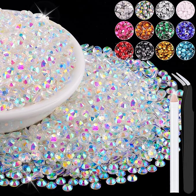 6000PCS 4mm Resin Jelly Rhinestones in Bulk (Transparent AB), Bedazzling Flatback Crystals Rhinestones for Crafting DIY Nail Decoration, Gems Diomand Charms for Tumbler Shoes Clothing Fabric