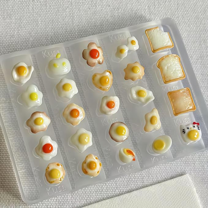 3D Poached Eggs Nail Mold Multiple Shapes Sunny Side Up Egg Silicone Nails Molds Accessories Gel Toast bread Art Manicure Tools