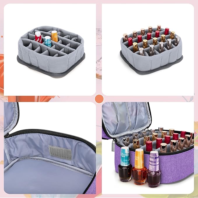LUXJA Nail Polish Carrying Case - Holds 20 Bottles (15ml - 0.5 fl.oz), Double-layer Organizer for Nail Polish and Manicure Set, Purple