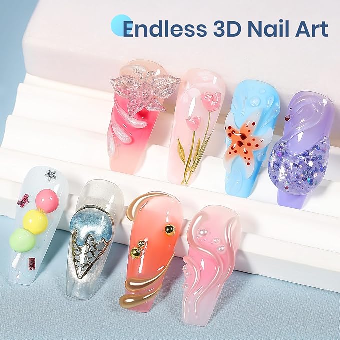 MIZHSE 100g Solid Builder Gel for Nails, Large Capacity Clear 3D Sculpting Gel for Nails, Non-sticky Hand Building Carving Modeling Hard Nail Extension with Silicone 3D Mold Nail Art Salon