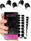 Nail Polish Strips – 32PCS UV Free Salon Quality Wraps, Long Lasting Gel Nail Stickers for Women (French Luxe Black)