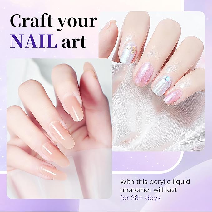 AIJIMEI Acrylic Liquid Monomer for Long Lasting 40ml Acrylic Liquid Professional Nail Art Supplies Suitable for Salon and Home 1.33Fl.oz