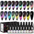Cat Eye Gel Nail Polish Set, 18 Colors Magnetic Gel Polish Kit 9D Reflective Neon Light Strip Cateyes Nail Polish Chameleon Galaxy Glitter Effect Salon Gel Manicure Nail Art DIY at Home