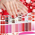 SILPECWEE 20 Sheets Red Solid Color Nail Polish Stickers Decals Valentine's Day Nail Wraps for Women Gel Nail Strips Self Adhesive Nail Polish Strips Holiday Design Nail Art with 1pc Nail File