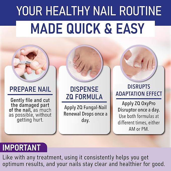 ZanaQuick 2-Step Nail Renewal System - Extra Strength Nail Care Solution & Renewal Drops - Care Kit for Discolored, Brittle Nails