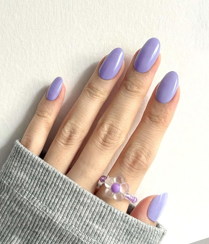 Nail Polish Strips (No UV Lamp Needed) - 22 Pcs Salon Quality Gel Nail Stickers - Long Lasting Wraps (Purple Evening in Paris)