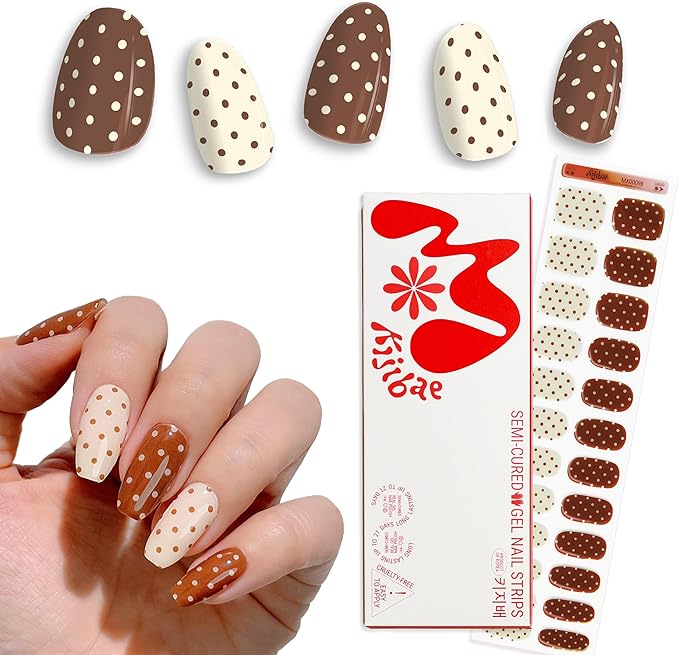Semi Cured Gel Polish Strips | 24pc UV LED Required Wraps | Gift Peel and Stick Nails | Coquette DIY Home Manicure | Press On Alternative (Spot On)